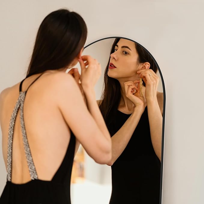 Mirror Full Length, Upgraded Body Wall Mirrors with Shatter-Proof Glass, Floor Standing, Hanging or Leaning, Tall Mirror with Stand Aluminum Alloy Frame for Bedroom
