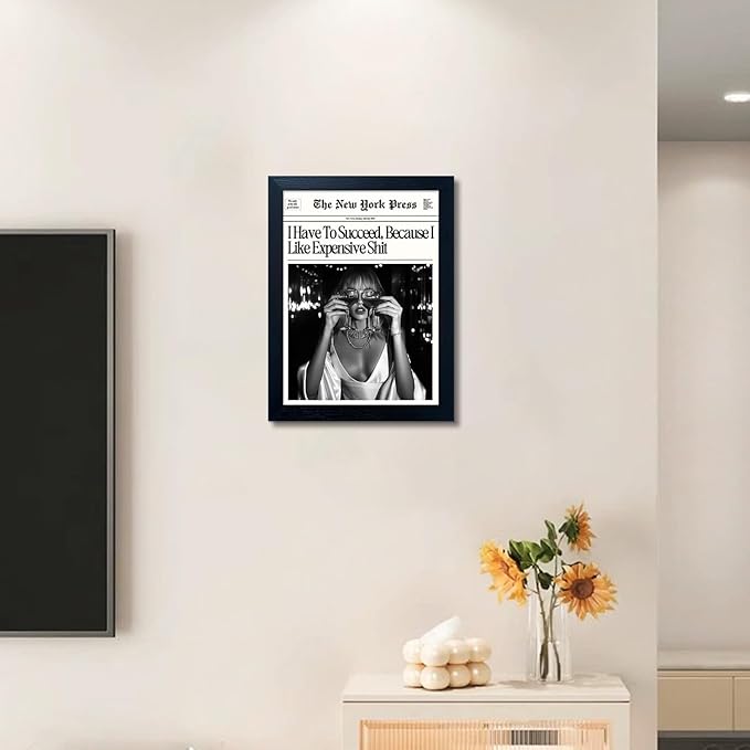 Trendy New Yorker Poster Framed Black And White Newspaper Wall Art Vintage Fashion Feminist Girl Dorm Room Bedroom Decorative Aesthetic Canvas Posters