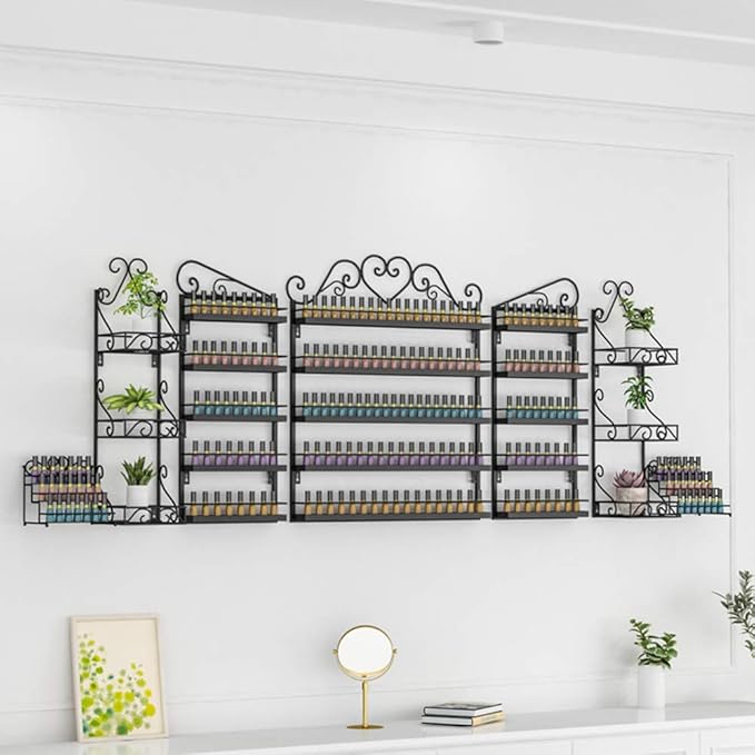 Metal Wall-mounted Nail Polish Storage Racks Wall-mounted Nail Polish Stand Storage Box, Retail Store Metal Nail Polish Storage Display Rack Display Rack Lipstick Perfume, Suitable for Nail Shop/Salon