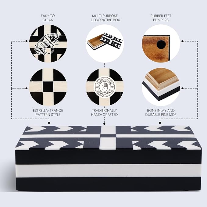 Handicrafts Home Large Decorative Storage Box with Lid– 8x5x2” Coffee Table Organizer, Keepsake-Decorative Boxes for Home Decor, Stylish Decorative Box for Office Décor- Patisserie Adorn