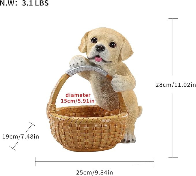 Dog Resin Storage Basket, Desktop Organizer for Remote & Keys, Cute Home Decor Tray, Ideal present for Pet Lovers.(Labrador Retriever)