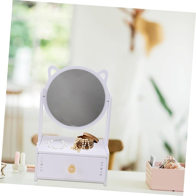 CALLARON Large Desktop Cosmetic Mirror with Drawer Storage Box Portable Makeup Mirror for Girls for Vanity and Travel Dimmable Touch Screen Stylish Makeup Organizer