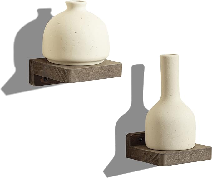 Freezing point Small Floating Shelf for Wall Set of 2 Natural Wood 4Inch Mini Wall Shelves Decor Plant Display Mounted Kitchen Bathroom Bedroom Corner Decorative Storage Tiny Stand Coffee
