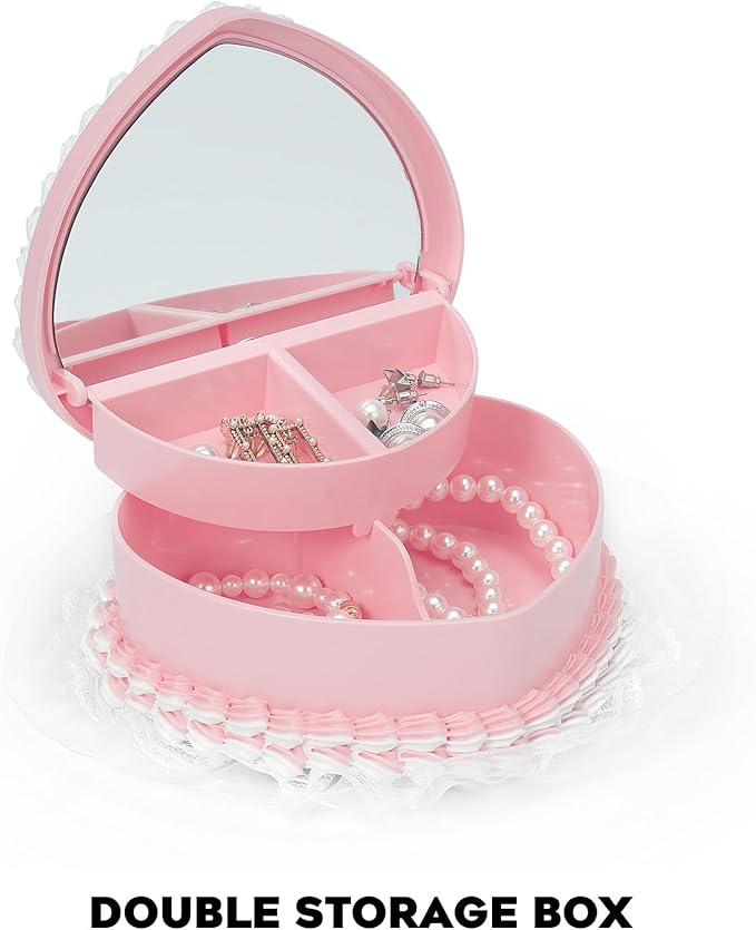 Stylor Coquette Room Decor Aesthetic, Heart Shaped Jewelry Box for Girls, Fake Cherry Pink Cake, Cute Kawaii Decorative Storage Accessories.
