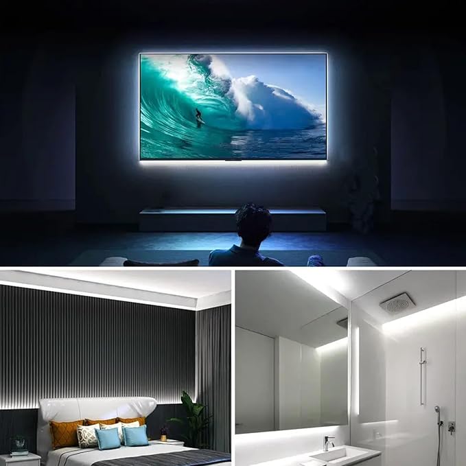 ZSLAIFU 24V COB LED Strip, LED Strip for Bedroom, Touch Dimmable LED Strips, White LED Light Strip, COB Flexible Light for Bedroom Cabinet Vanity Mirror DIY Lighting