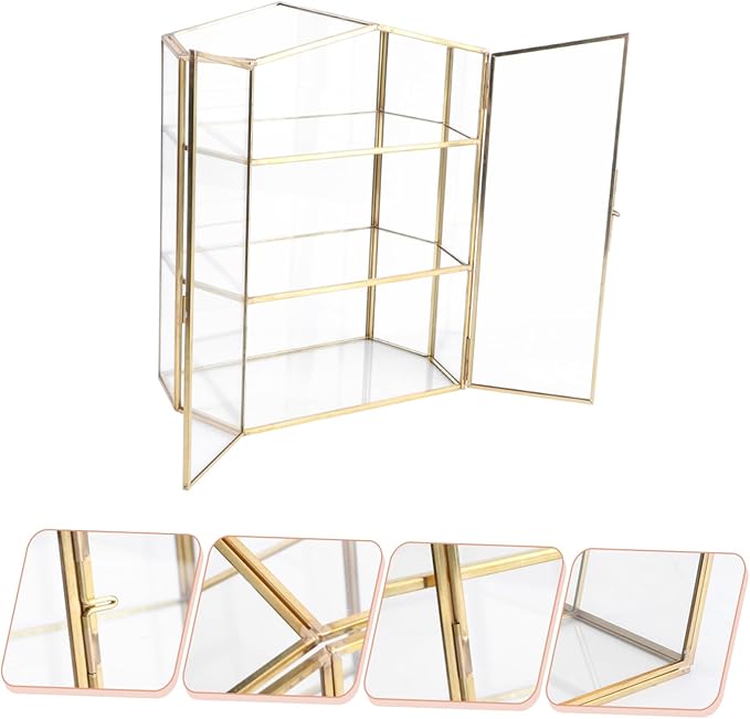 OUNONA 1Pc Glass Jewelry Box Aesthetic Desktop Cosmetics Organizer Durable Household Storage Case for Jewelry and Makeup Compact and Stylish Design