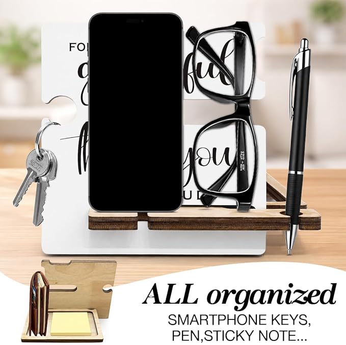 Appreciation Gifts for Teacher Coach Mentor Boss Leader Coworkers Employee Staff - Multi-functional Desk Organizer - Motivational Office Quote Wooden Sign for Office Desk Shelf Decor