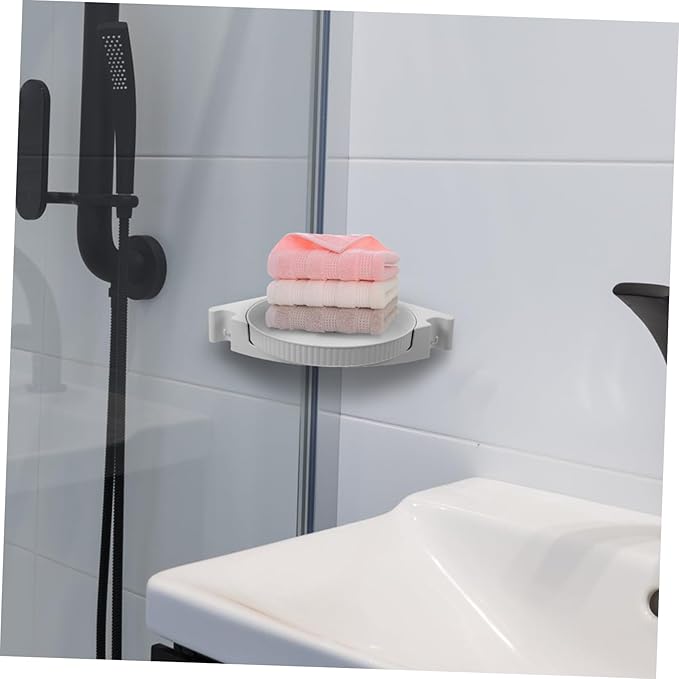 KICHOUSE Plastic Rotating Makeup Organizer Wall-mounted Spice Storage Rack Kitchen Bathroom Storage