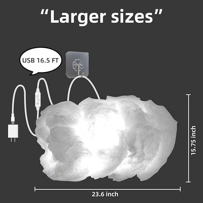 Cloud LED Lights for Bedroom - DIY Aesthetic Mood Light, Music Sync App Control Wall Light, 3D Ceiling Lamp Color Changing Lights, Cool Stuff for Kids Room Decor, Cool lights for Room Decorations