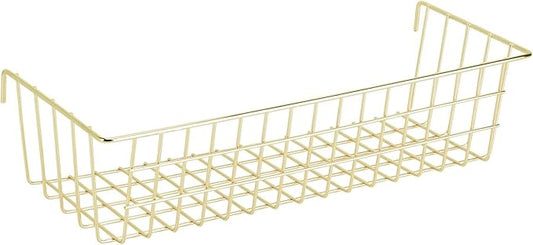 Hanging Grid Basket for Wire Wall Panel, Multifunction Wall Storage Display Decorative Basket, Size 15.5"x5.3"x3.9", Gold