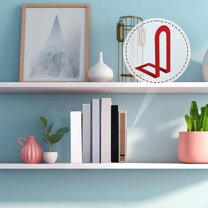 Chunful 2 Pcs Modern Metal Book Ends for Shelves Decorative Small Bookends Book Shelf Organizer Minimalist Design Stopper to Hold Books for Home Office (Red,5.5 * 3.75 * 2.25inch)