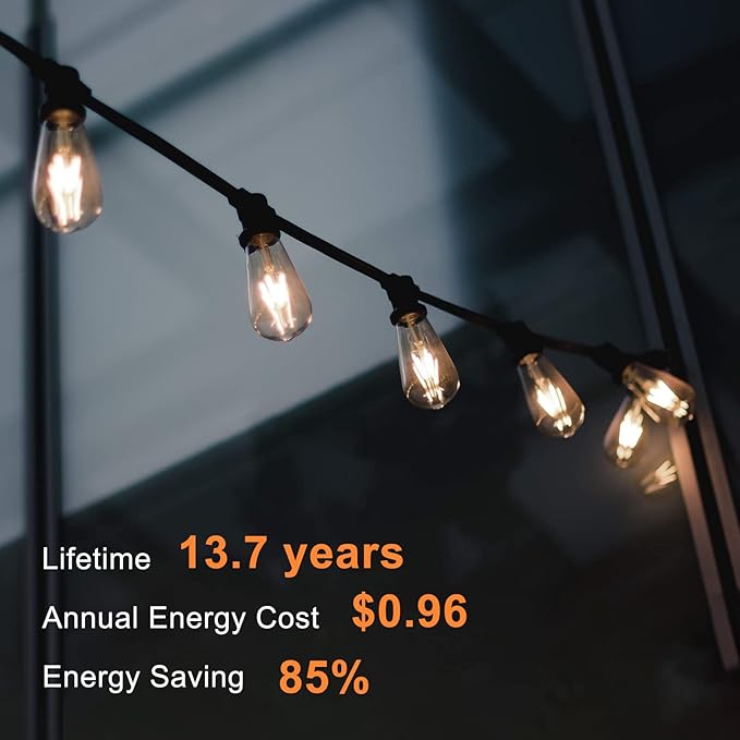 TJOY Edison Light Bulbs 60W Equivalent, Dimmable Vintage LED Light Bulbs, E26 Medium Base, Warm White 2700K, ST58, 8W, 800LM, 80+ CRI, Antique Decorative LED Filament, Clear Glass, 4 Pack