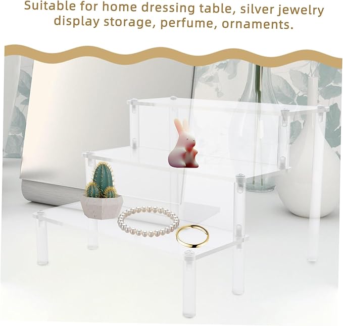 2pcs Stable Perfume Display Rack Acrylic Riser Stand Organized Shelf for Makeup Organizer