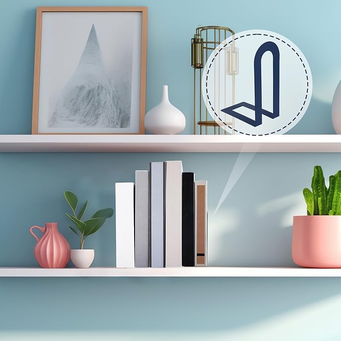 Chunful 6 Pcs Modern Metal Book Ends for Shelves Decorative Small Bookends Book Shelf Organizer Minimalist Design Stopper to Hold Books for Home Office (Blue,5.5 * 3.75 * 2.25inch)