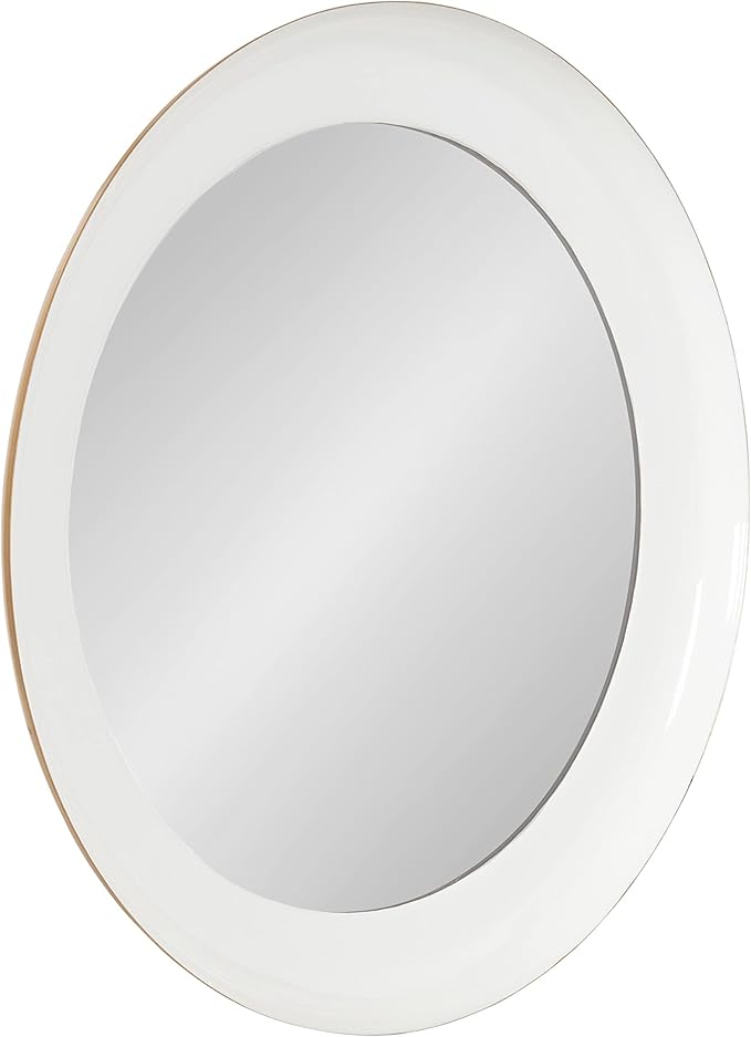 Kate and Laurel Laranya Modern Round Mirror; 22 Inch Diameter; White and Gold; Decorative Circle Mirror with Metal Frame and Glossy Hand Applied Finish