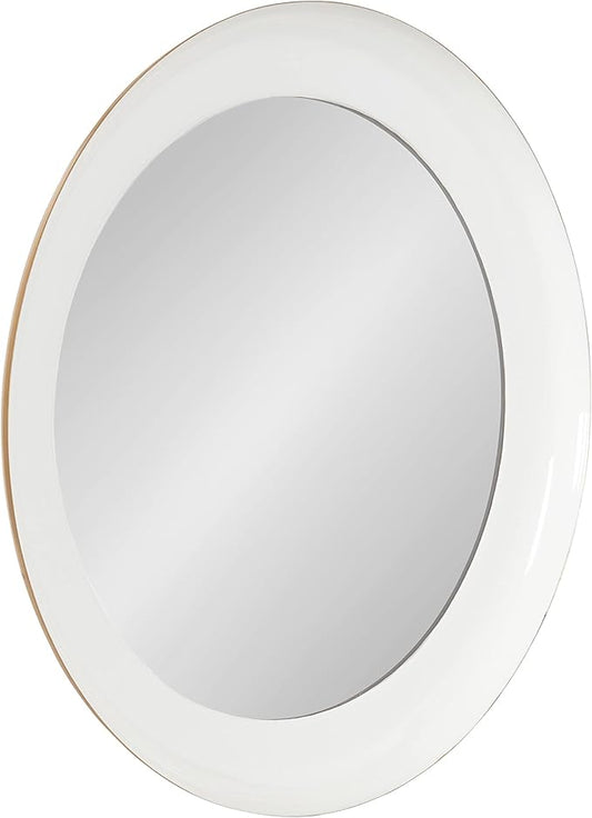 Kate and Laurel Laranya Modern Round Mirror; 22 Inch Diameter; White and Gold; Decorative Circle Mirror with Metal Frame and Glossy Hand Applied Finish