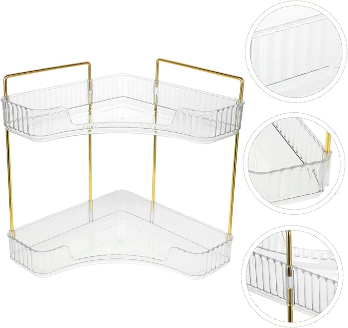 UKCOCO Transparent Corner Shelf Organizer Kitchen and Bathroom Countertop Storage Rack for Spices Makeup Perfume Stable and Multi Scene Use Organizer