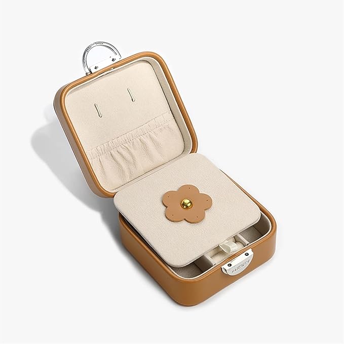 Jewelry storage box Makeup Organizers Small Jewelry Box PU Leather Portable Travel Case, Display Storage Box for Rings, Earrings, Necklaces, 10 * 10 * 5cm Jewelry Case