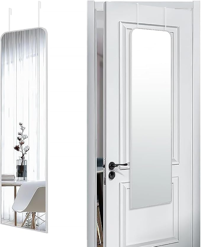 SCWF-GZ 47x14 Mirror Full Length Door Hanging Wall Mounted Aluminum Alloy Metal Frame Dressing Make-up Save Space Half Body Mirrors for Entryway Bedroom Bathroom Living Room 47 inch Silver