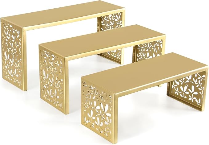 AIM & GGKK 3-Tier Gold Perfume Organizer Stand | Rustproof Metal Cologne Display Rack for Cluttered Vanity & Bathroom | Space-Saving Vertical Fragrance Holder & Elegant Cupcake Tower for Party Decor
