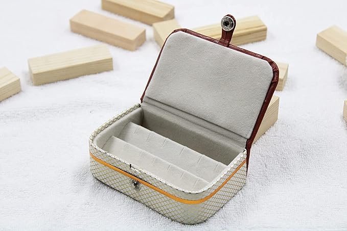 atorakushon PU Leather Cosmetic Jewellery accessories Vanity Storage Earrings Studs Box Organizer Necklace Wardrobe Organizer for Female Pack of 4 (Cream)