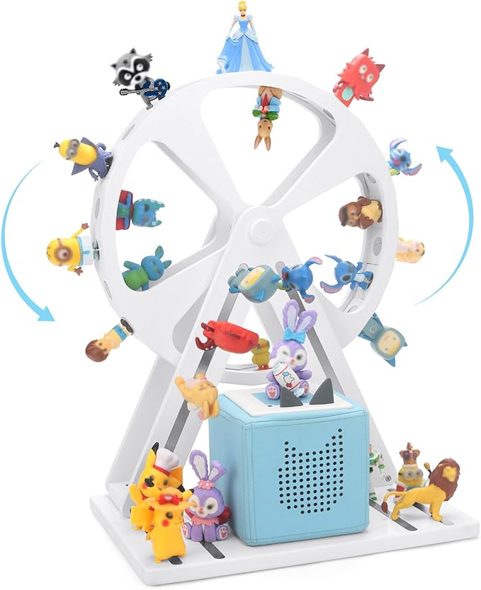 for Tonies Box Organizer Storage Shelf 360° Ferris Wheel, Magnetic Floating Shelves for Generation 1 & 2 Player Tonies Figures Characters, Display Collection 50~70 Characters