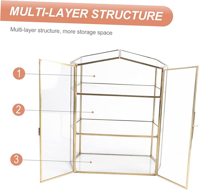 OUNONA 1Pc Glass Jewelry Box Aesthetic Desktop Cosmetics Organizer Durable Household Storage Case for Jewelry and Makeup Compact and Stylish Design