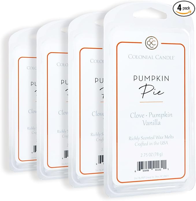 Colonial Candle Pumpkin Pie Wax Melts, Wax Melt Warmer Cubes, Long Lasting Scented Wax Warmer Cubes, 4 Pack, 6 Cubes Each - Made in The USA