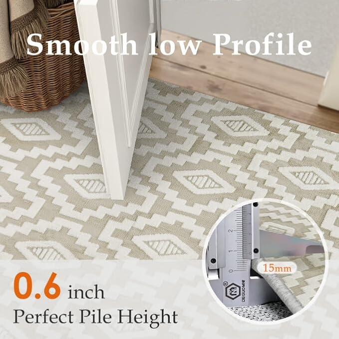 PureCozy Super Soft Shag Rug 4x6 for Living Room Modern Beige Washable Small Area Rugs High Pile Non-Shedding Throw Rugs Non Slip Indoor Office Carpet for Playroom Bedroom Home Aesthetic Decor