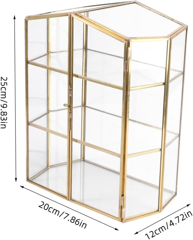 OUNONA 1Pc Glass Jewelry Box Aesthetic Desktop Cosmetics Organizer Durable Household Storage Case for Jewelry and Makeup Compact and Stylish Design