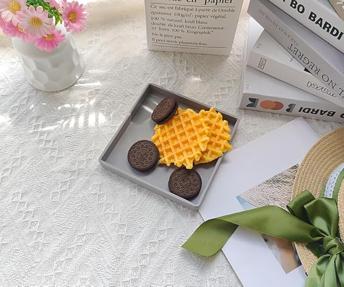 Small Square Serving Tray (5.9 inch), Durable Gray Tray for Desserts & Organization, Lightweight for Coffee, Drinks, Party, Seasoning, Perfume and Display.