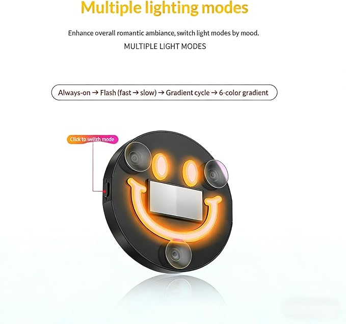 Solar Powered Car LED Ambient Light, Cute Neon Smiley Lights for Car Interior with 5 Modes, Wireless Auto Atmosphere Lamp for Back Window Decoration & Romantic Gifts (1)