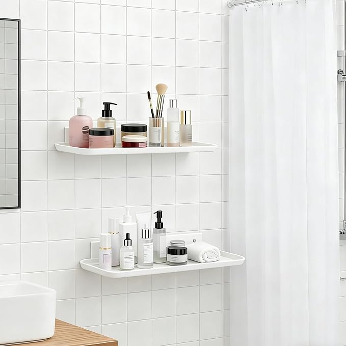 Floating Shelves for Wall, Wall Mounted Floating Shelves, Bathroom Shelf Bedroom Kitchen Living Room Hanging Storage Shelves, Room Decor (4, White)