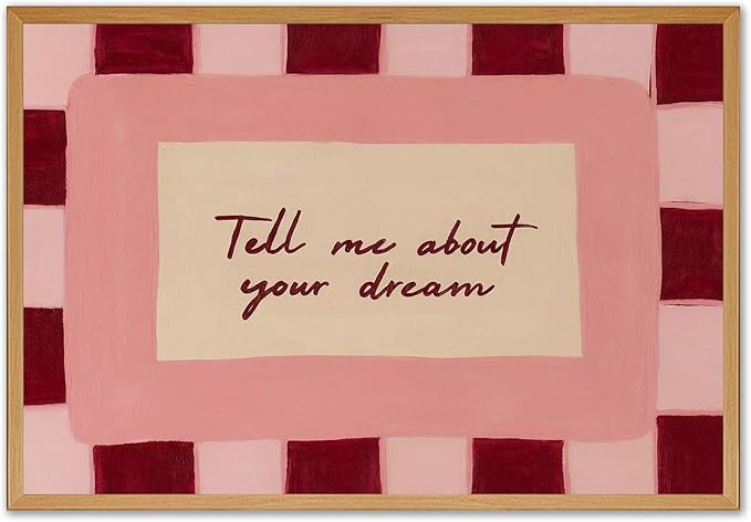 Retro Quotes Wall Art Mid Century Bedroom Poster Tell Me About Your Dream Prints Inspirational Affirmation Canvas Prints Retro Funny Bedroom Wall Art for Living Room Home Decor, 24x16inch Unframed
