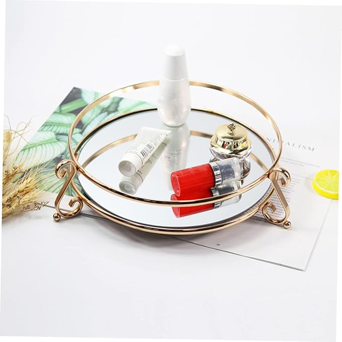 SOLUSTRE 1pc Creative Mirror Tray for Cosmetics Storage Elegant Desktop Organizer for Makeup and Jewelry Unique Home Decor and Design