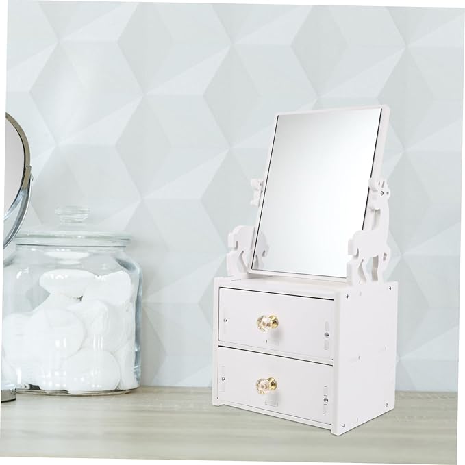minkissy Elegant Tabletop Makeup Storage Box with Practical Mirror Design Versatile Organizer for Cosmetics Jewelry Accessories for Dresser Vanity and Bathroom Use