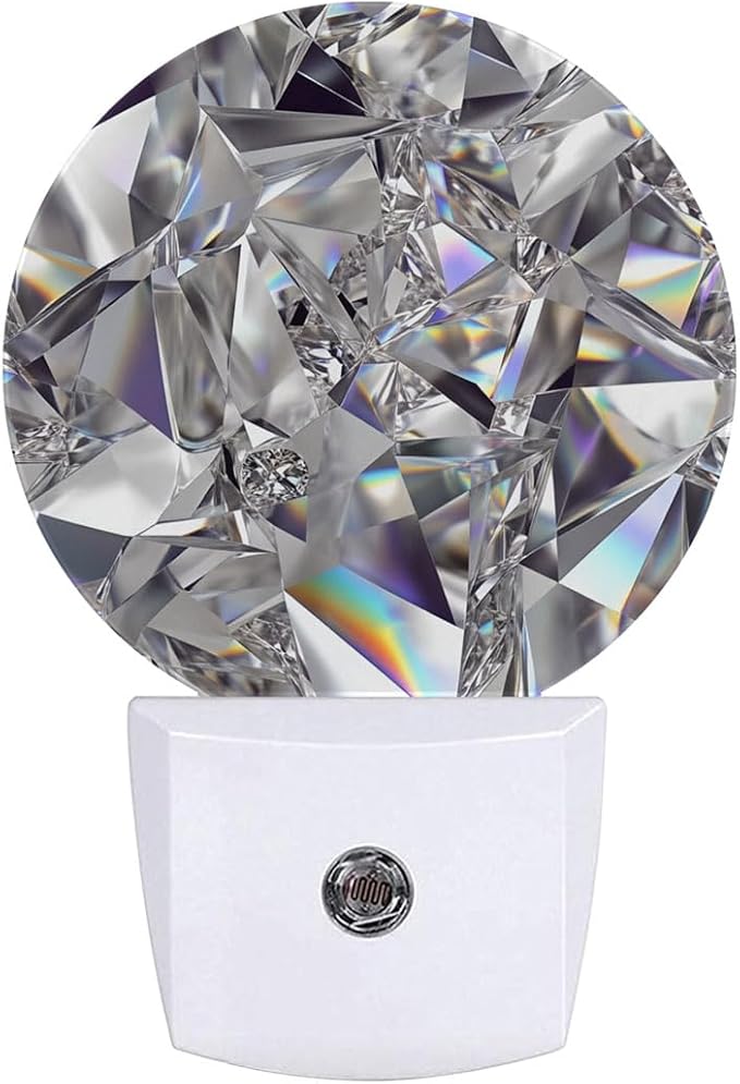 Diamond Sparkle Night Light Plug Into Wall Auto Led Sleep Round Lamp for Living Room Hallway Stairs