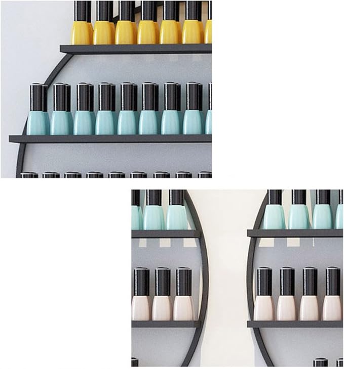 Metal Wall-mounted Nail Polish Storage Racks Wall-Mounted Nail Polish Display Rack Round Shelf Organizer Storage Holder Metal Floating Shelf Display Case Shelf,for Essential Oils, Perfume,Makeup Bottl