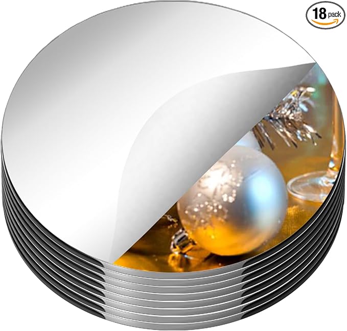 18 Pack Round Mirrors for Centerpieces, Circle Mirror Centerpieces for Tables, Tray Candle Plates Acrylic Mirrors for Table Wedding Birthday Christmas Miroor Home Wall Decor (6inch)