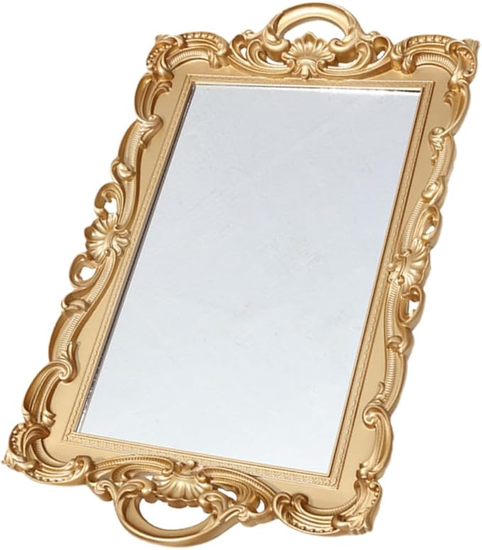 Perfume Tray Mirror Plate Vanity Tray for Dresser Tops Decorative Makeup Organizer for Bedroom and Bathroom Home Décor