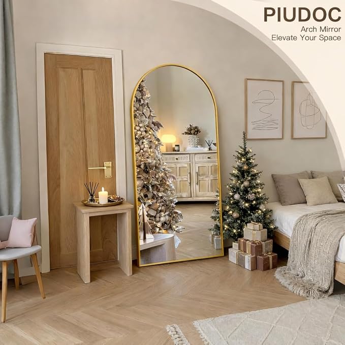 71"x32"Floor Mirror Full Length,Arched Full Length Mirror with Stand,Full Body Mirror,Hanging or Large Leaning for Bedroom Living Room Gold
