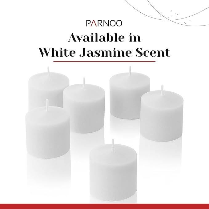 White Jasmine Scented Votive Candles, Set of 12-1.25" Wax Candles for Home, Scented 10 Hour Burn Time - Aromatherapy, Spa Ambiance, Table Centerpieces & Home Décor