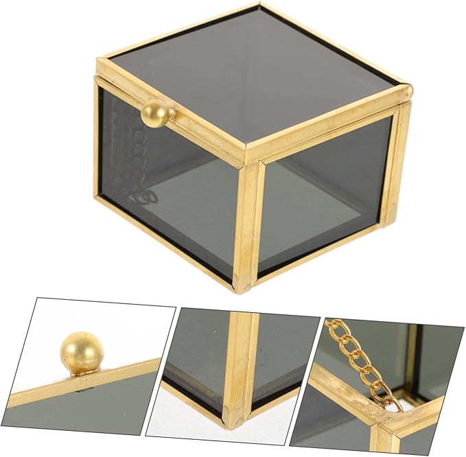 PRETYZOOM 1pc Glass Jewelry Box for Girls Decorative Candy Boxes Makeup Organizer Trinket Storage Case