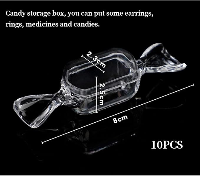Candy Shaped Storage Box- 10 Pcs Mini Candy Shape Clear Jewelry Storage Case Transparent MakeUp Earrings Travel Storage Container Organizer