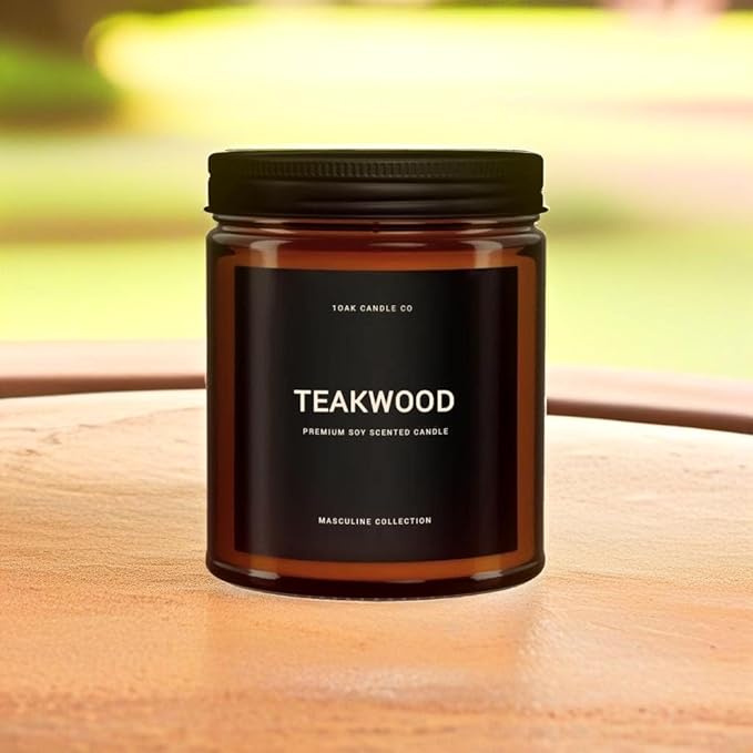 1OAK Scented Candles for Men - Teakwood Candle - Masculine Candle - Soy Wax, Long Burning Premium