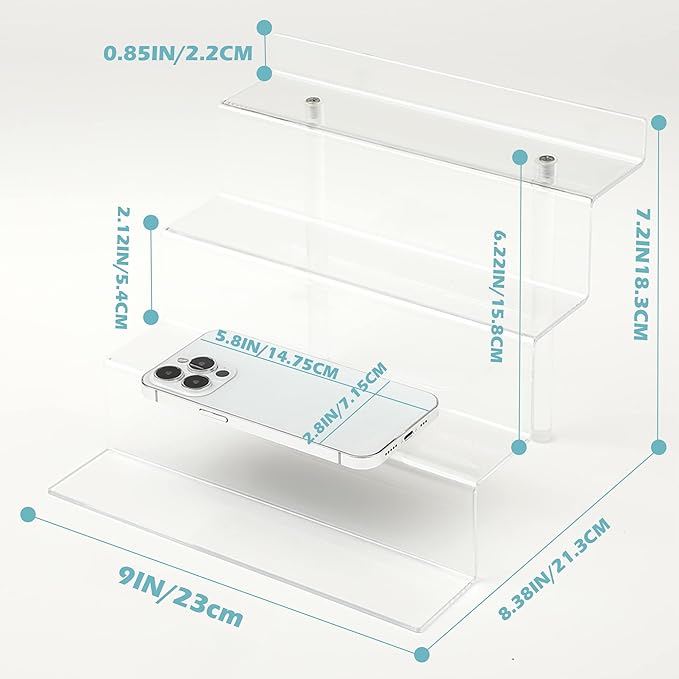Acrylic Stands for Display,4 Tier Clear Cupcakes Perfumes Figurines Display Stand Risers Shelf Vendors Amiibo Funko Cupcakes Perfumes Candies Cosmetics Decoration and Organizer