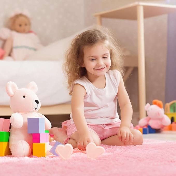 Fluffyrug Pink for Girls Room: Fuzzy Fug for Kids Room - Furry Rug Bedroom Decor（4x6 Feet Pink