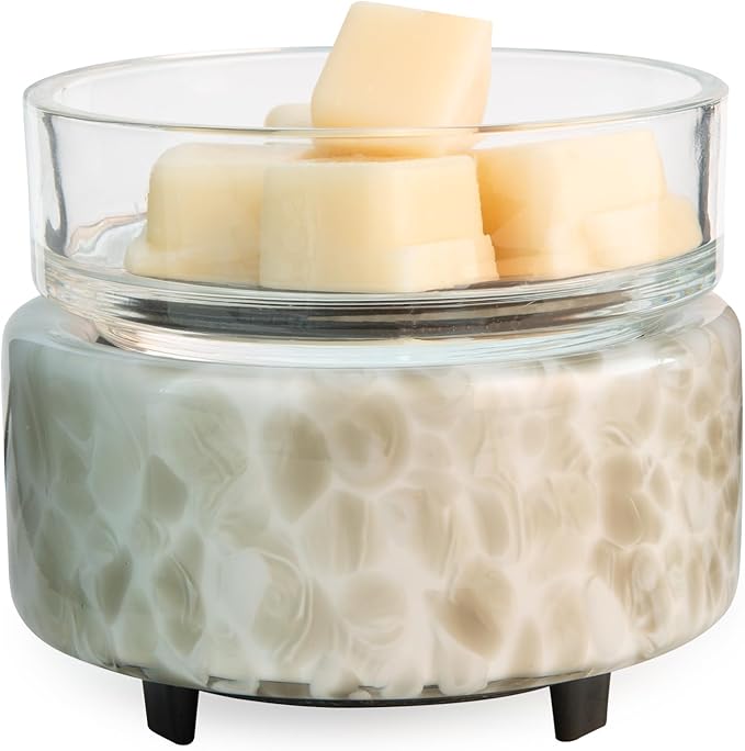 Candle Warmers ETC 2-in-1 Candle and Fragrance Warmer for Warming Scented Candles or Wax Melts and Tarts with to Freshen Room, Swirl Glass