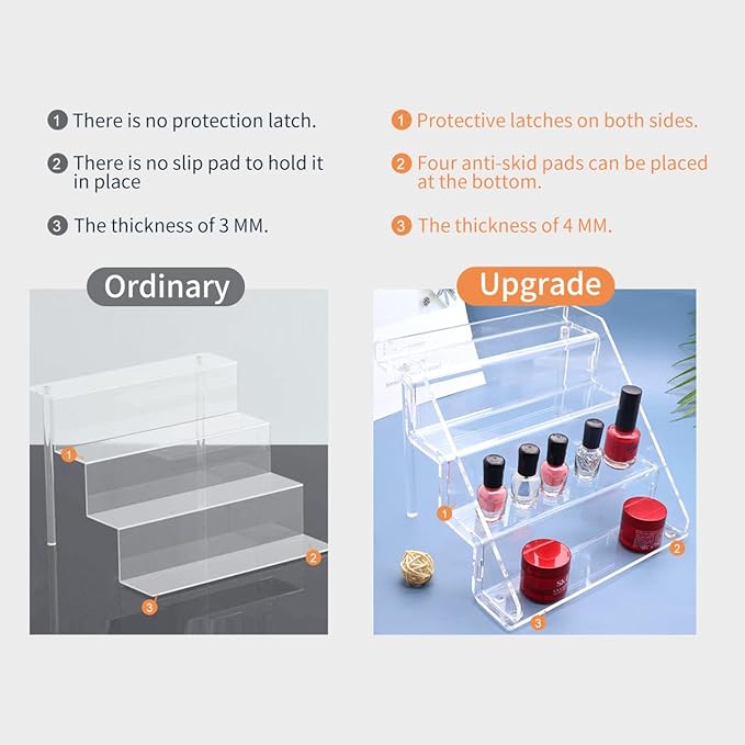 Sezanrpt Acrylic Perfume Display Stands Set of 2, 4 Tiered Cupcake Stand, Acrylic Funko Pop Display Shelves for Perfume Organizer, Shot Glass, Figures Collections, Makeup, 11.8x11x9.4 inch