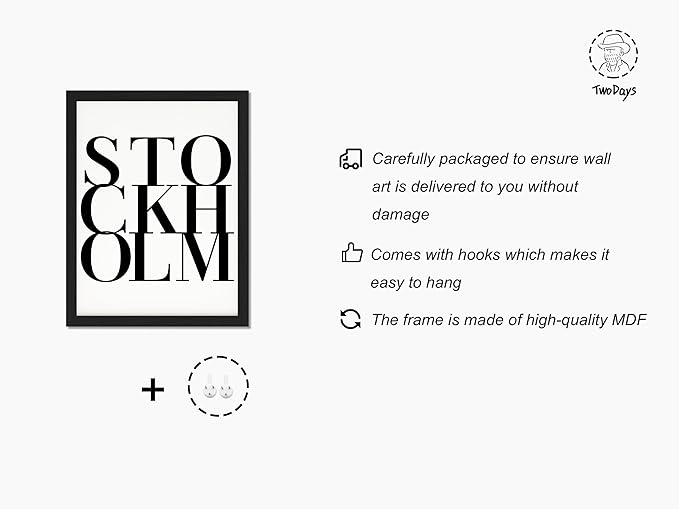 TwoDays Stockholm Style Room Decor for Women, Chic Trendy Wall Art for Living Room Aesthetic, Luxury Fashion Posters for Home Bedroom Apartment Dorm (8" X 10", Set of 6, Black Framed)